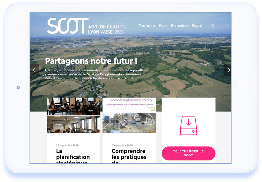 ipad scot agglolyon interface site wordpress agence web design developpement application mobile graphisme illustration logo lyon